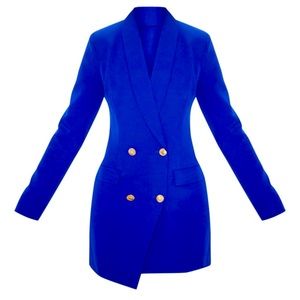 Blue Gold Button Blazer Dress